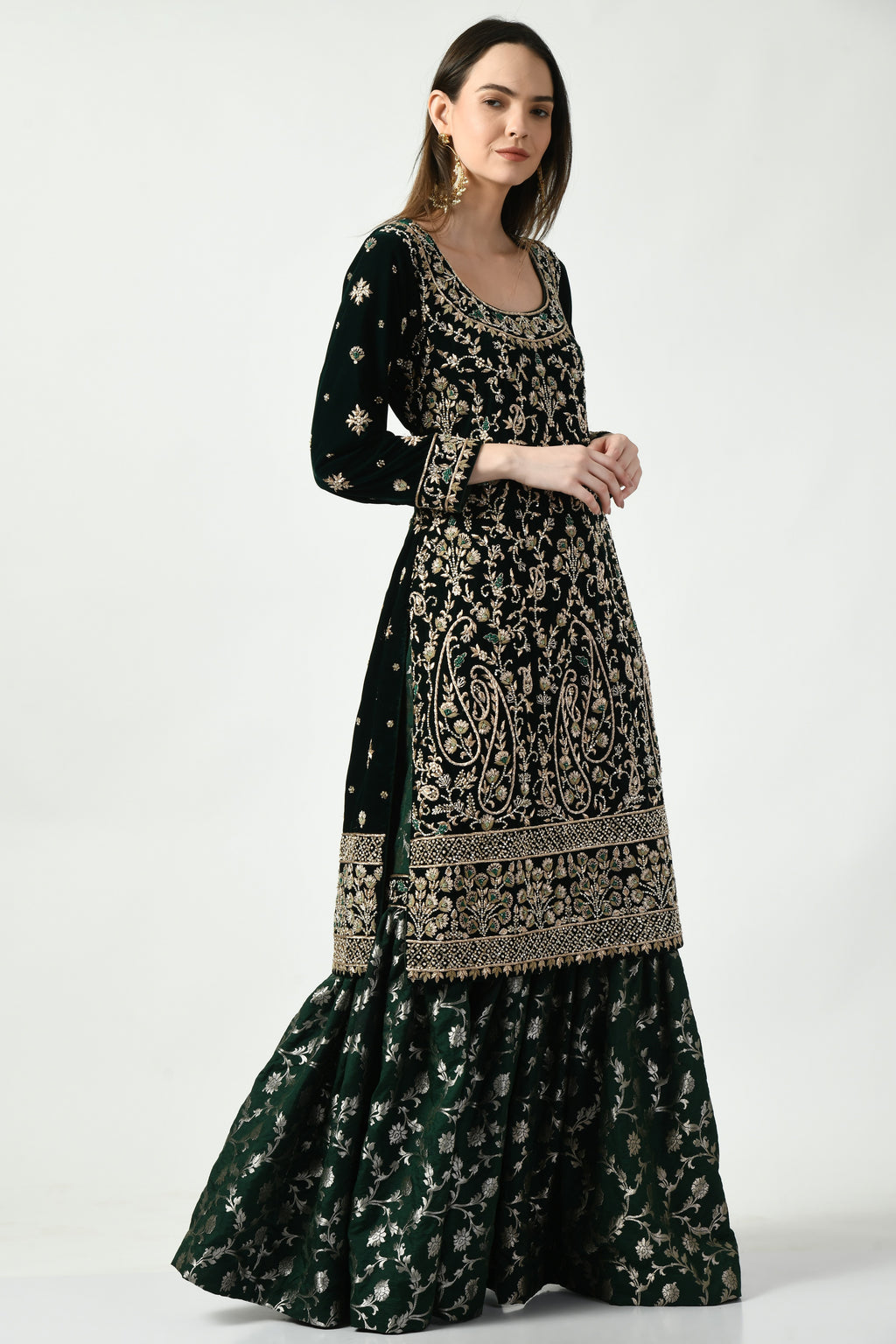 Green Zardozi Kameez Gharara