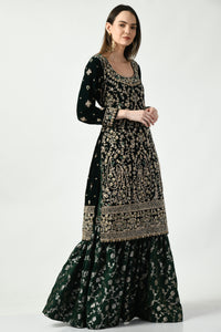 Green Zardozi Kameez Gharara