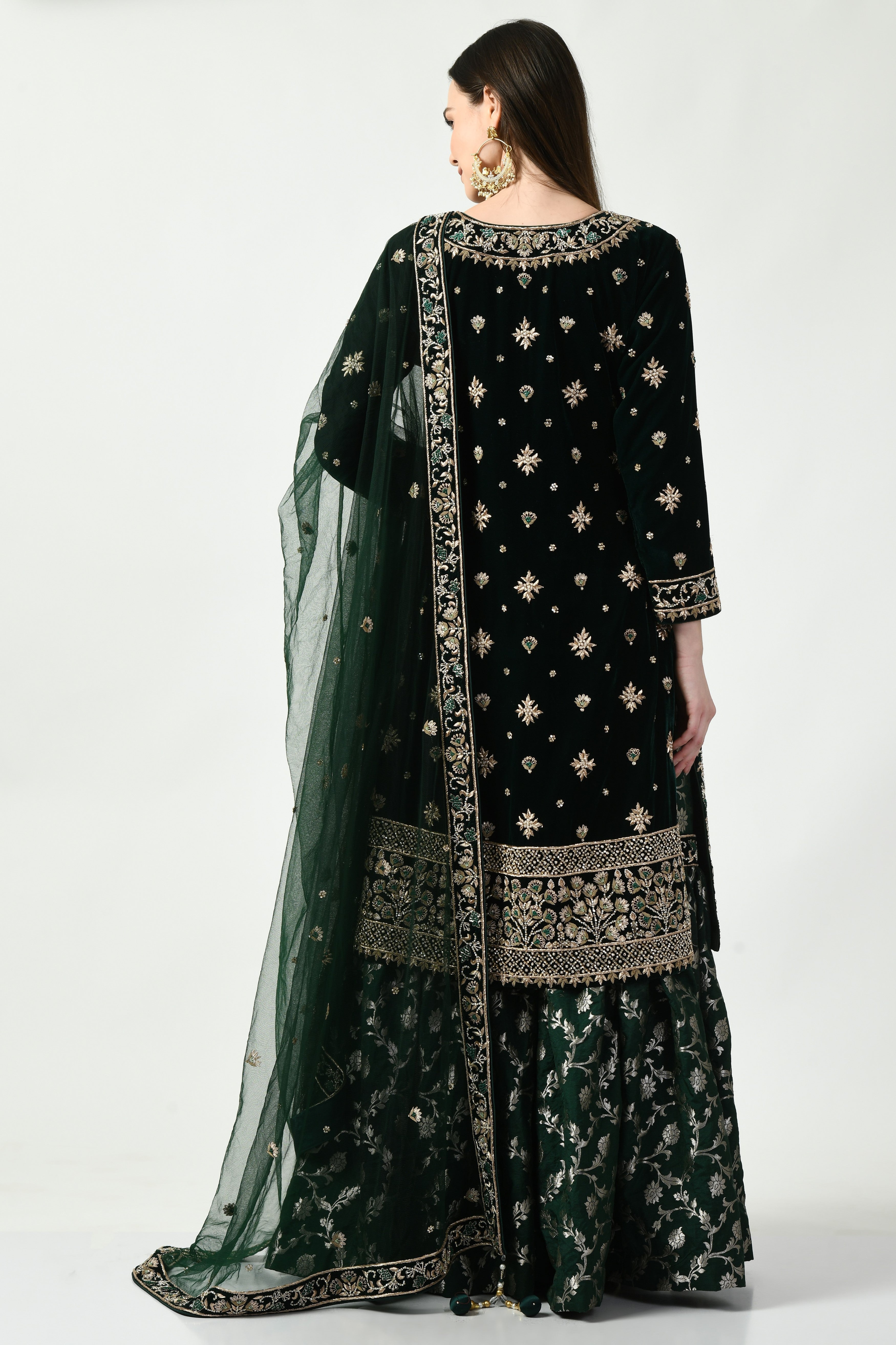Green Zardozi Kameez Gharara