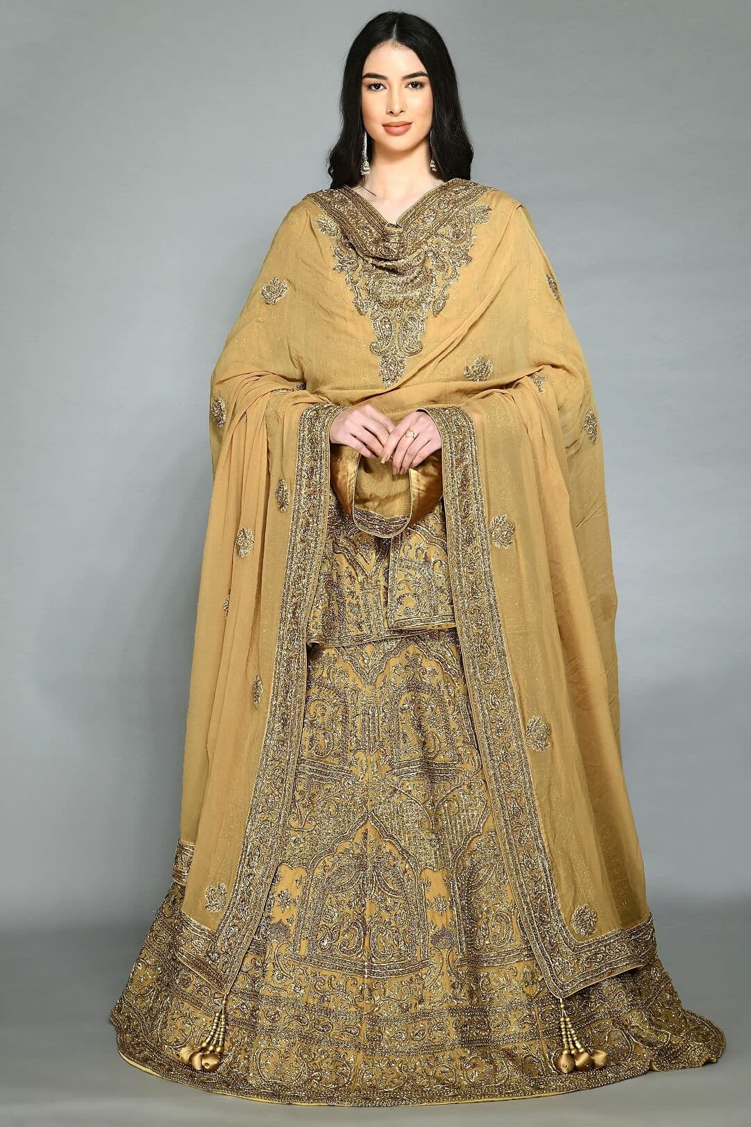 Dark Gold Peplum Lehenga
