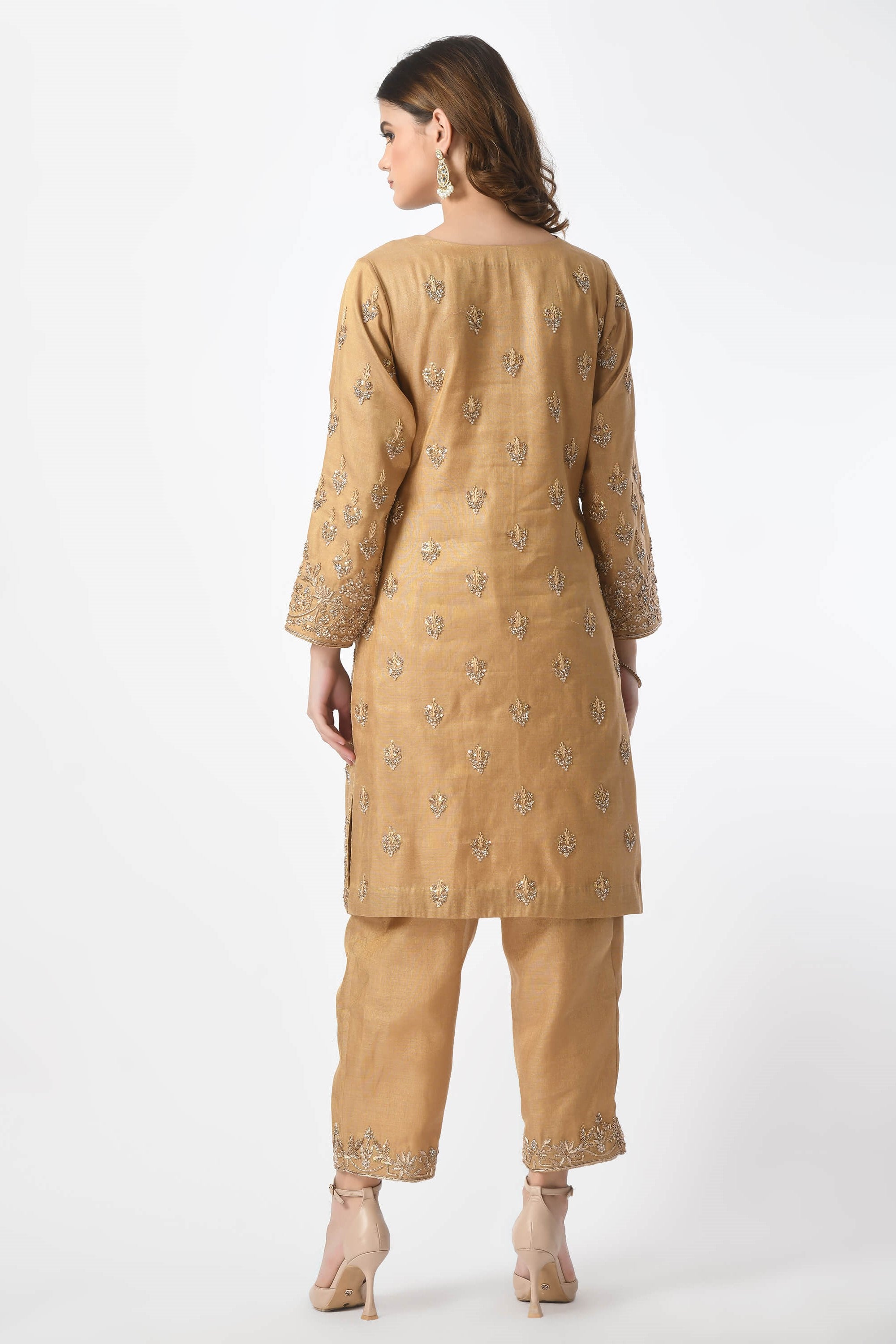 Gold Kameez Trouser Dupatta