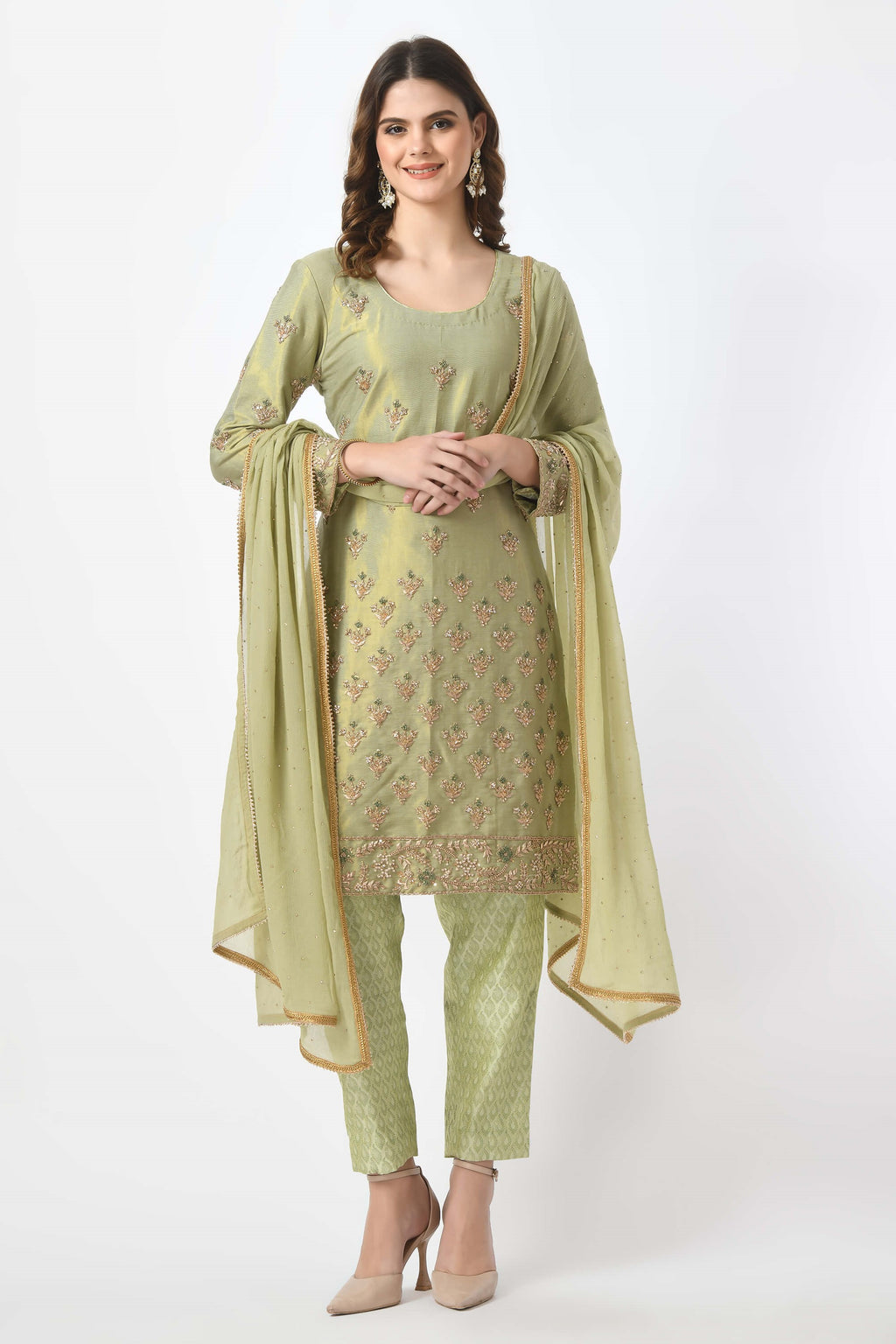 Mint Green Kameez Trouser Dupatta
