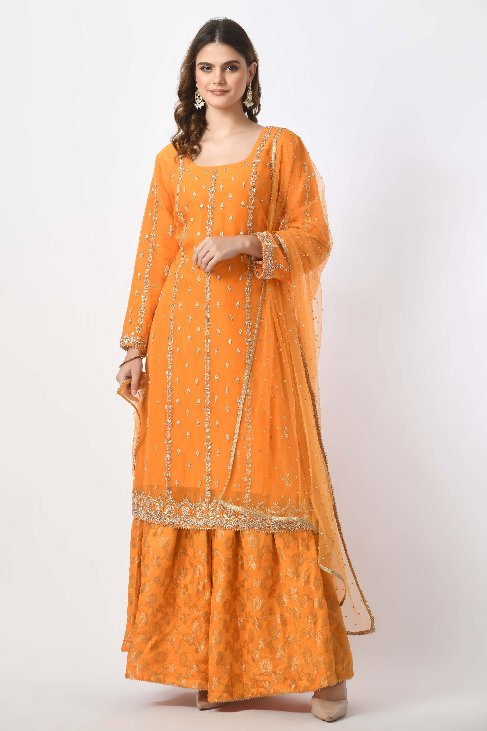 Yellow Kameez Gharara Dupatta