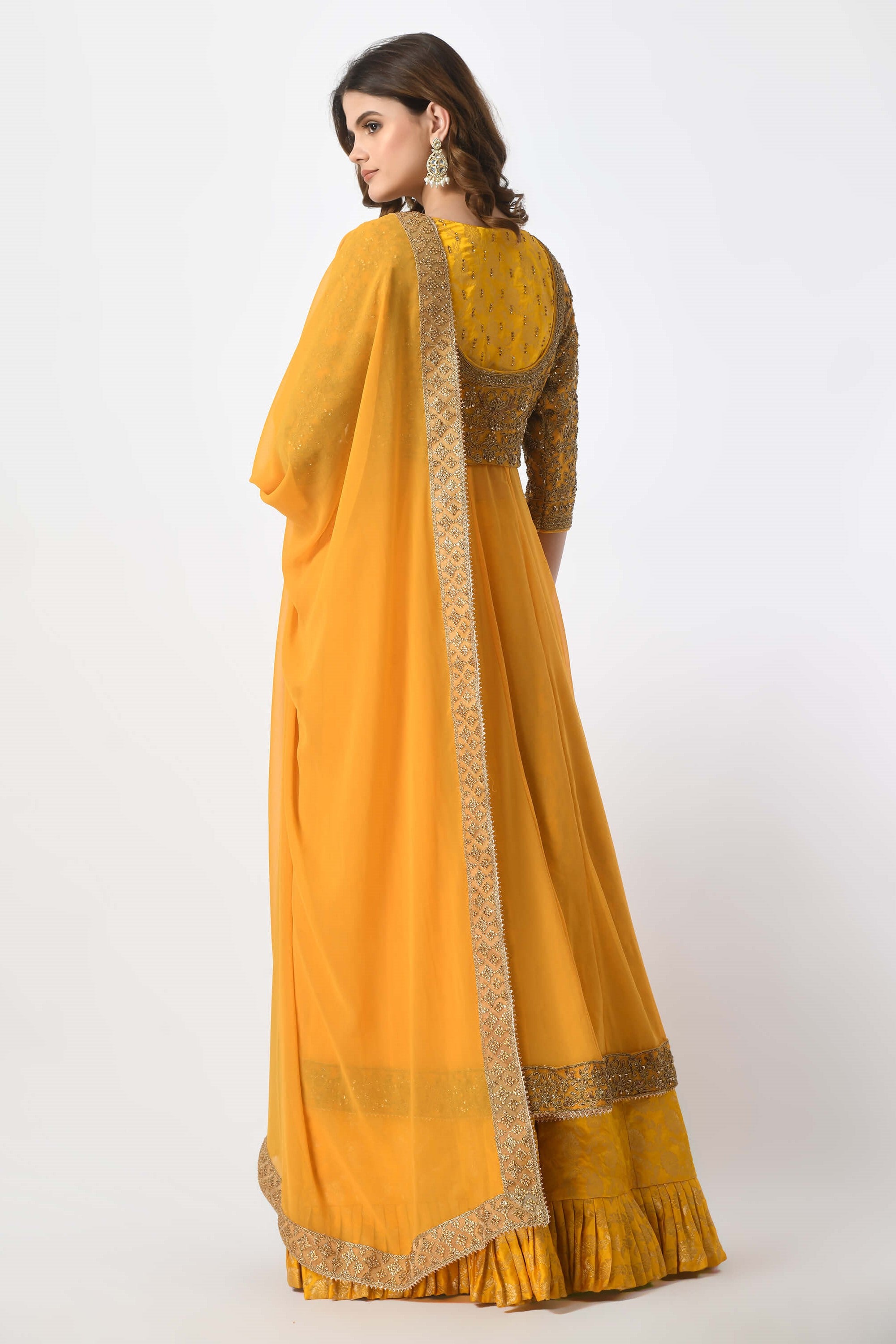 Mustard Yellow Jacket Lehenga Dupatta