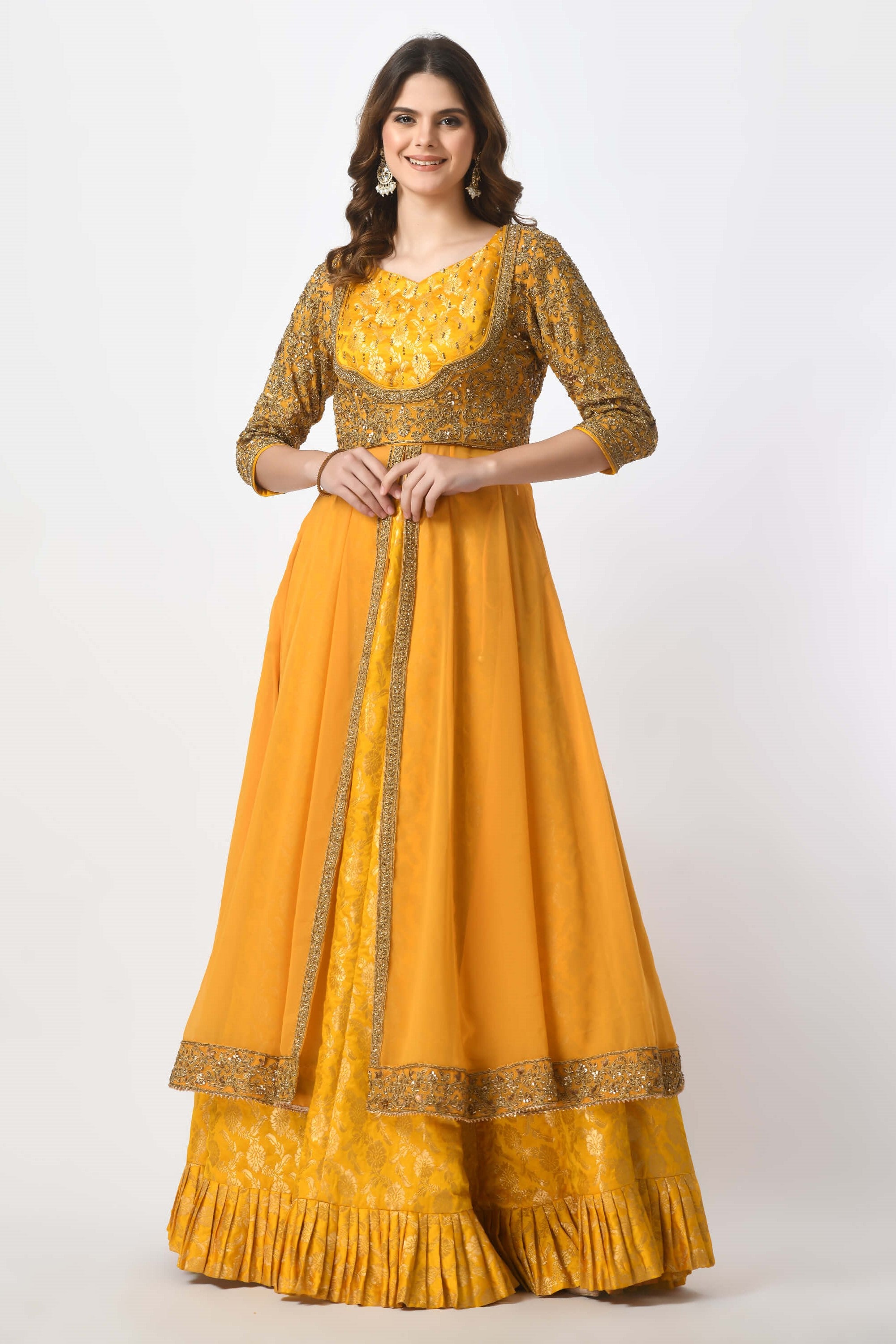 Mustard Yellow Jacket Lehenga Dupatta