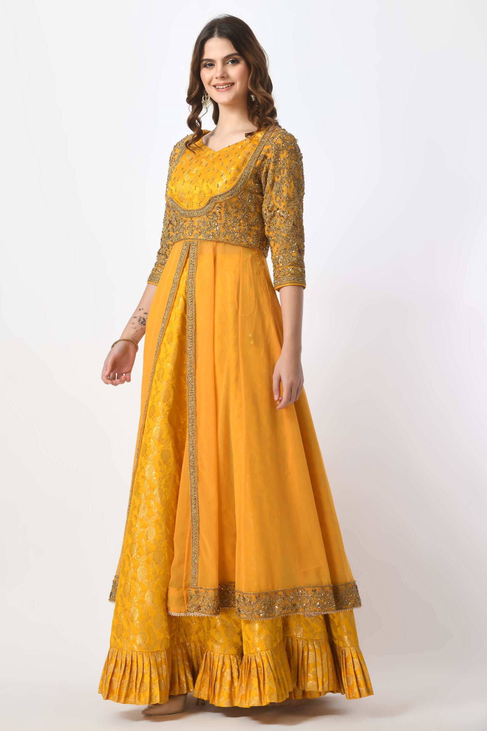 Mustard Yellow Jacket Lehenga Dupatta