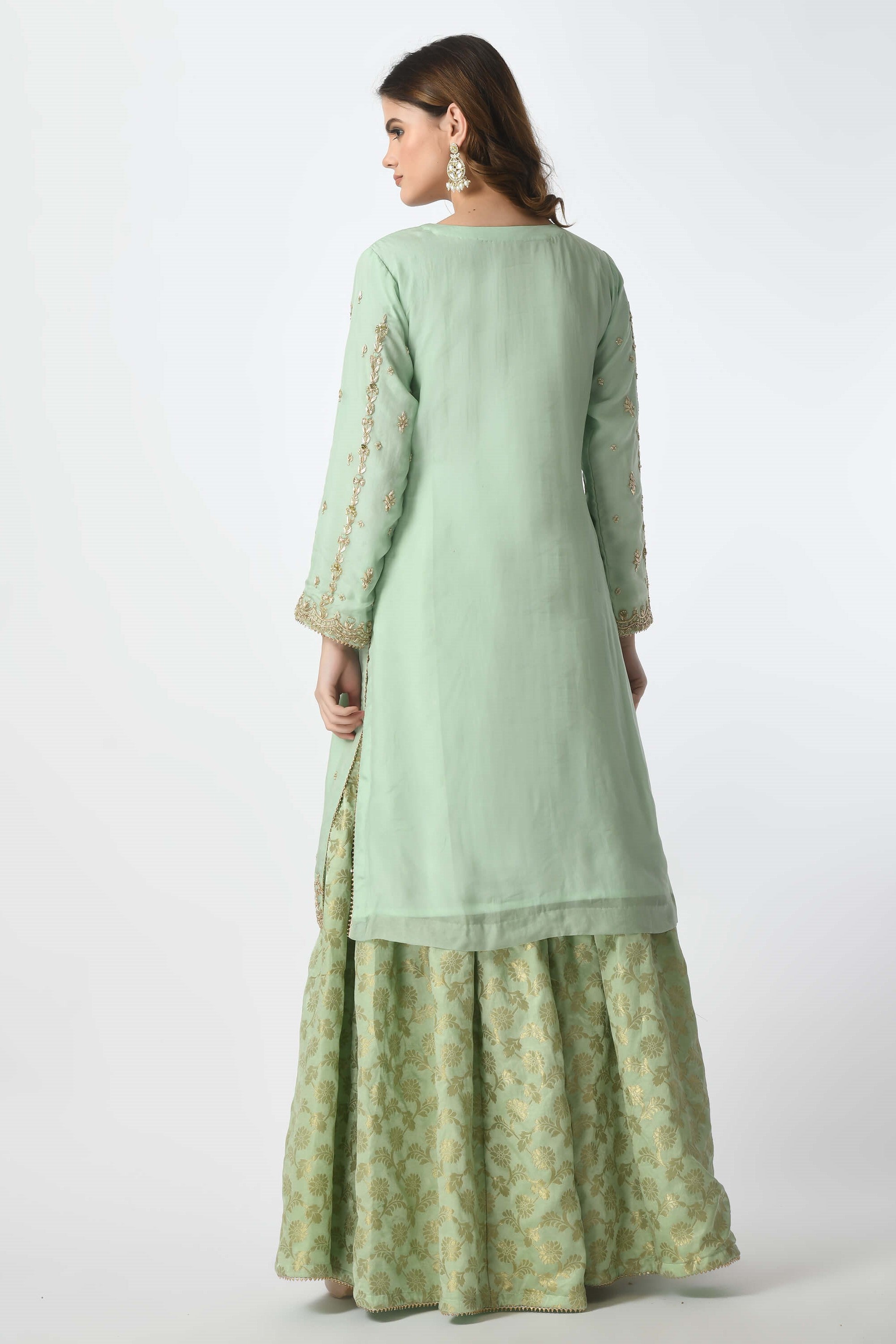 Sea Green Kameez Gharara Dupatta