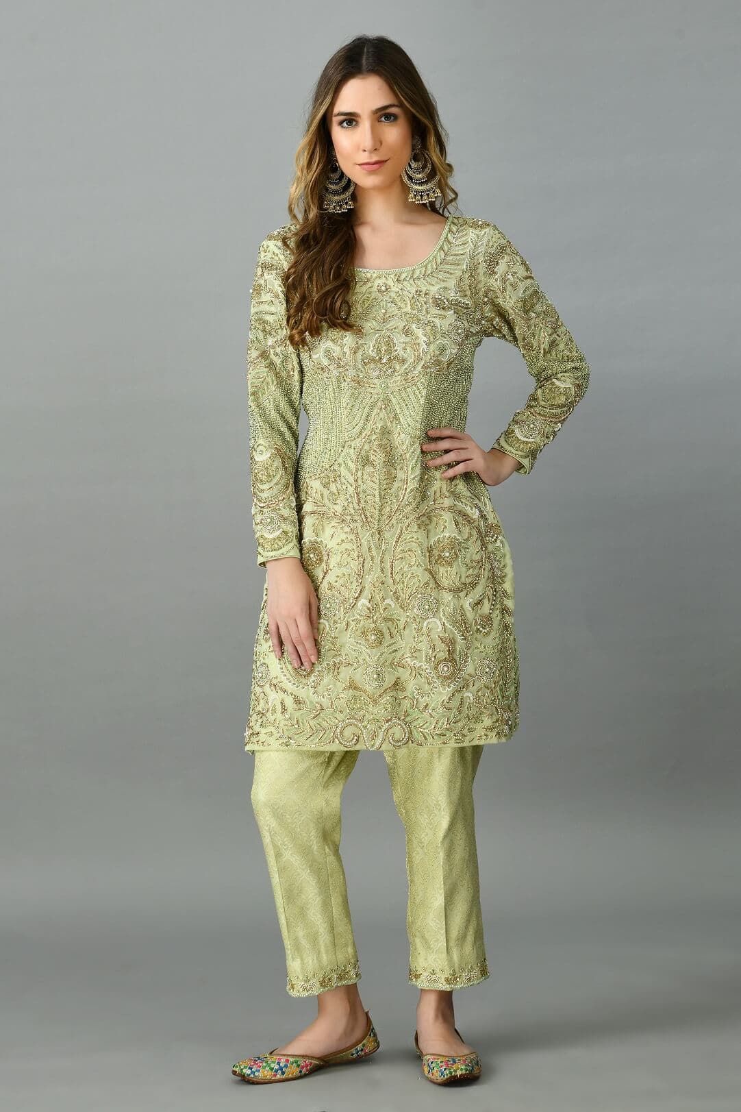 Light green organza suit