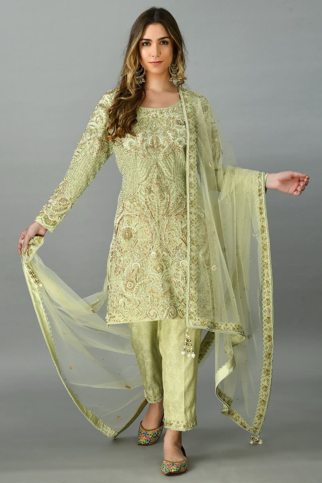 Light green organza suit