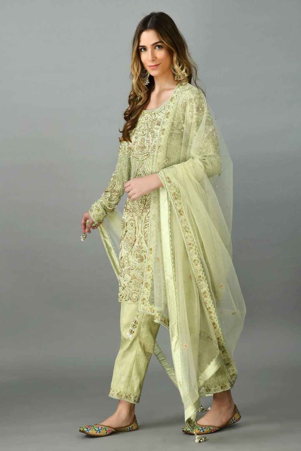 Light Green Organza Suit