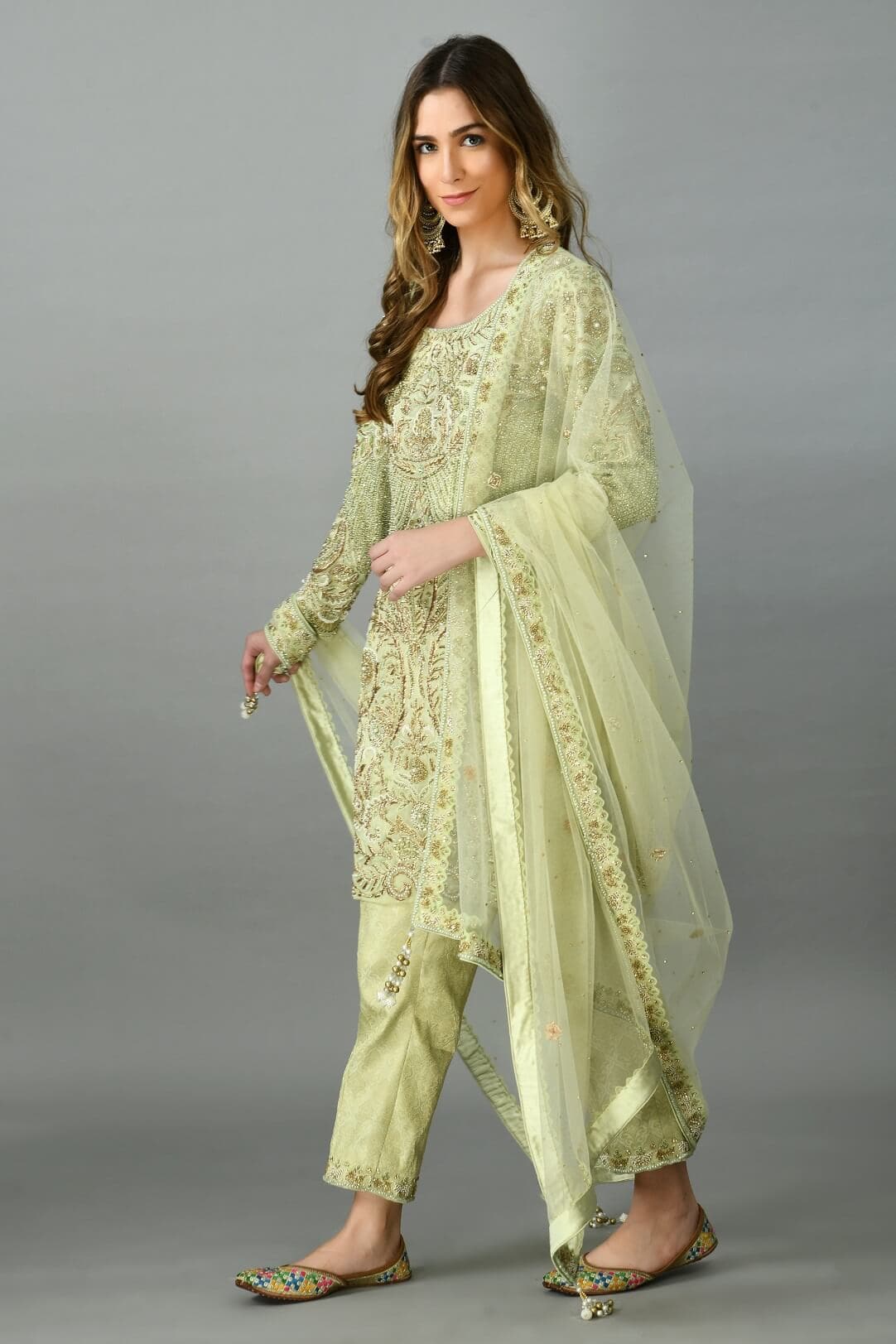 Light green organza suit