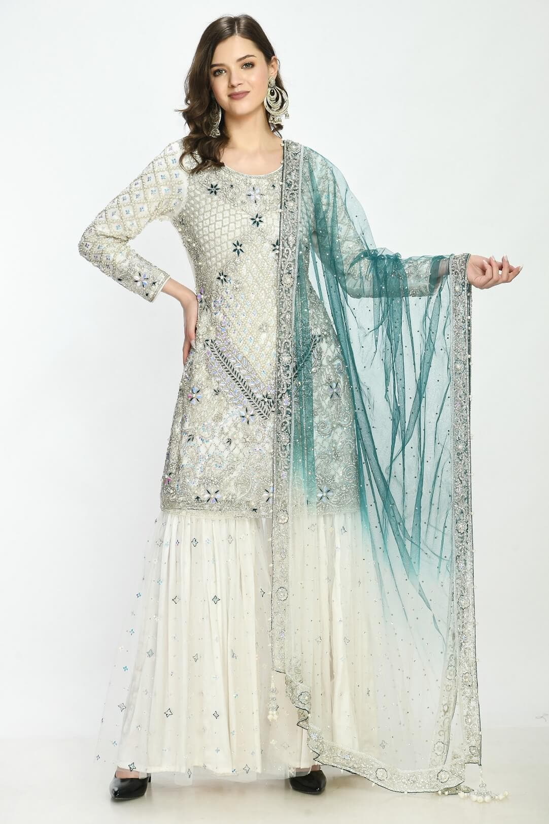 White Kameez Gharara