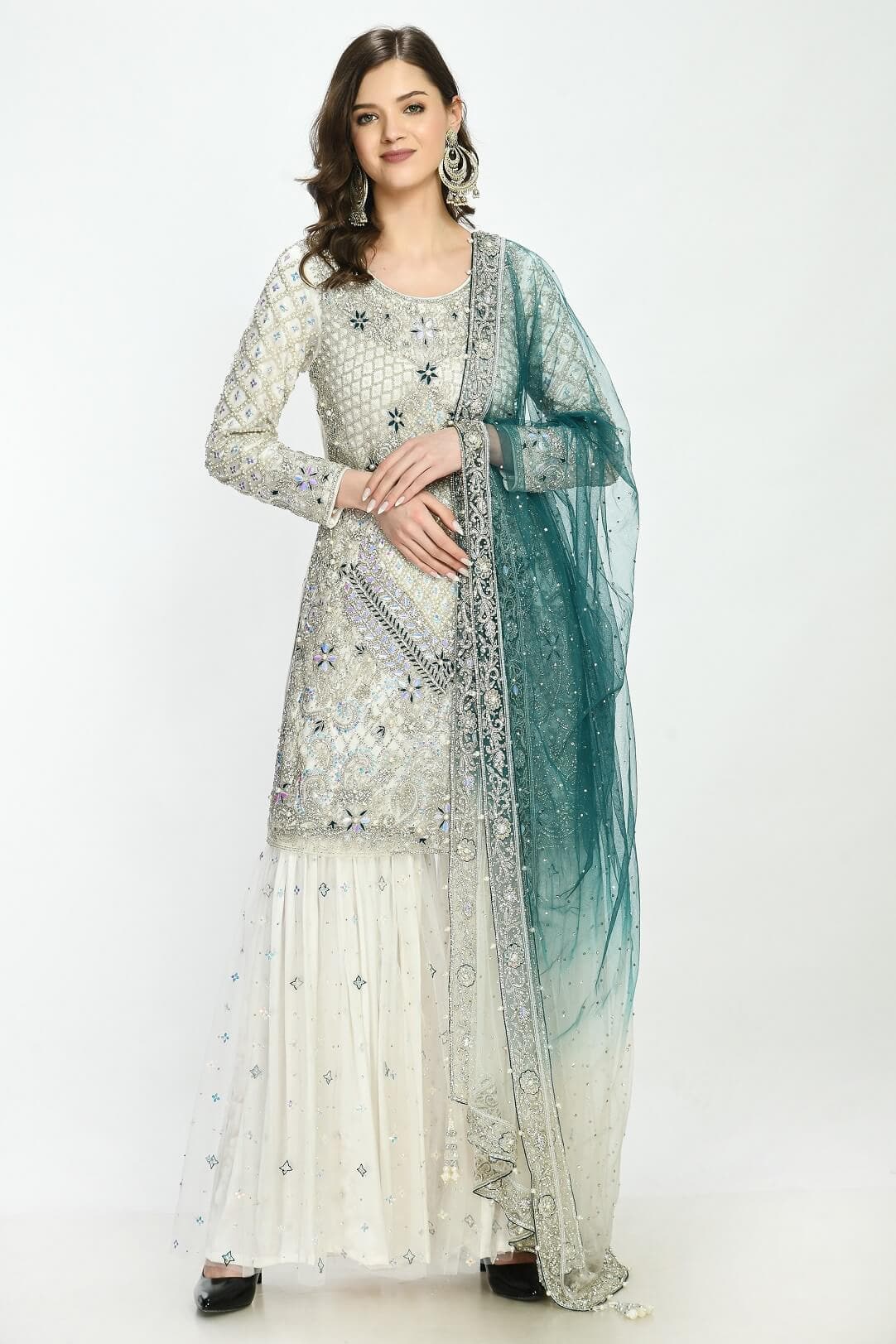 White Kameez Gharara