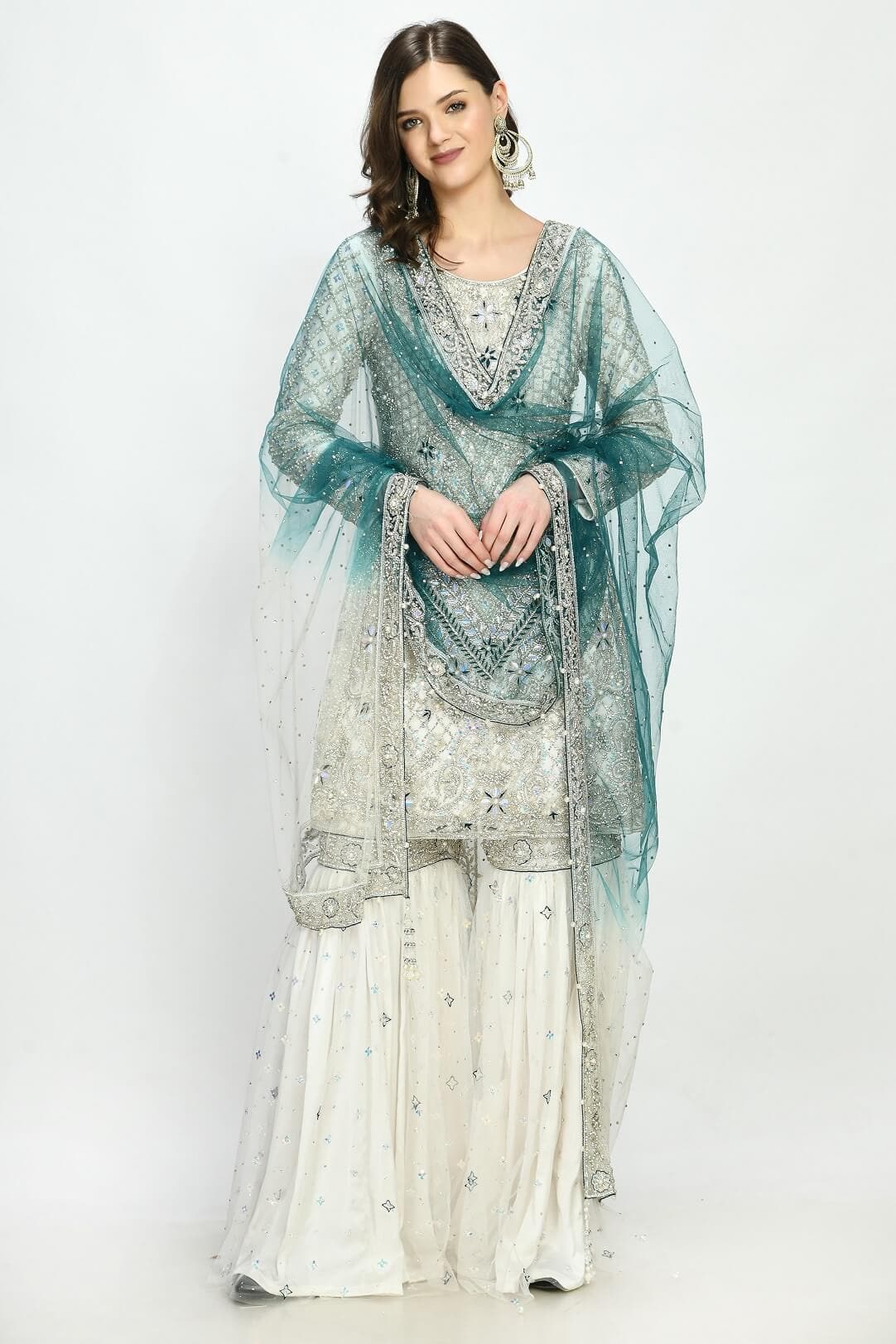 White Kameez Gharara