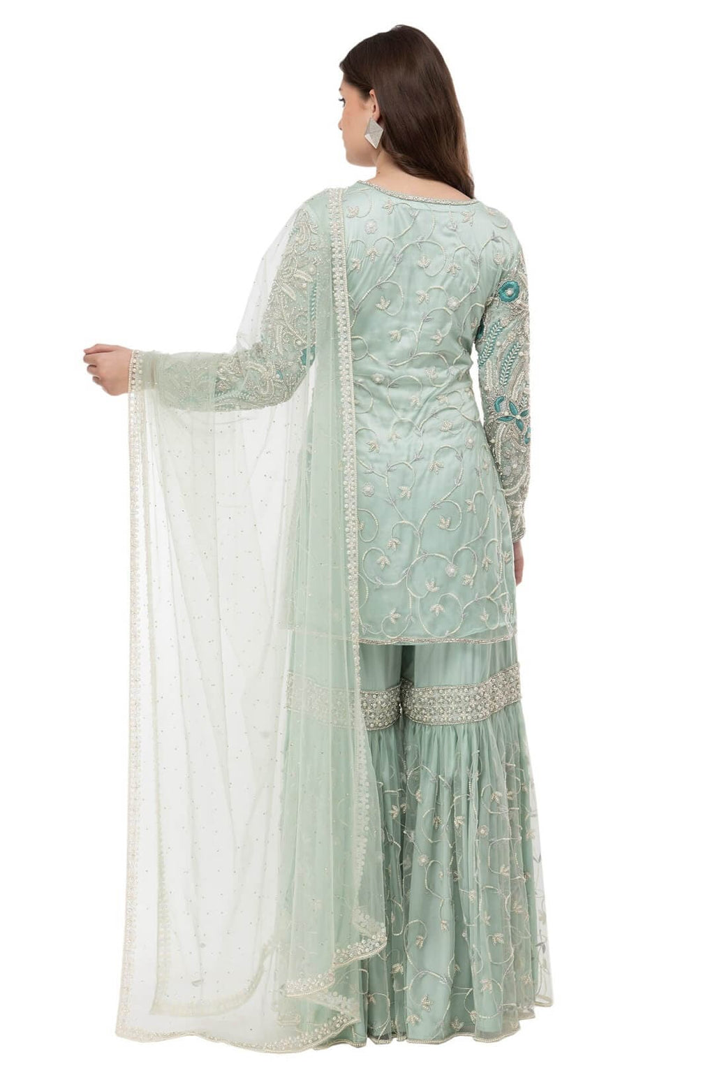 Light Mint Resham Gharara