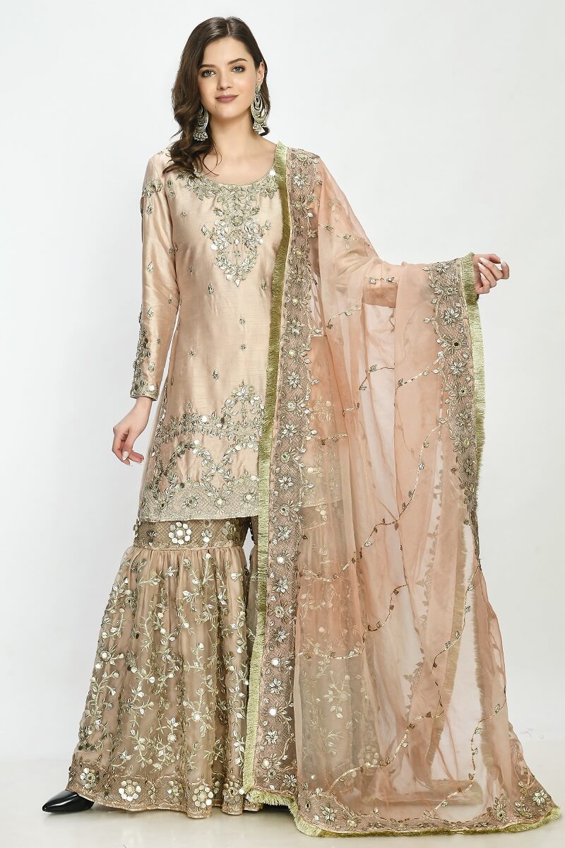 Peach Gotawork Gharara