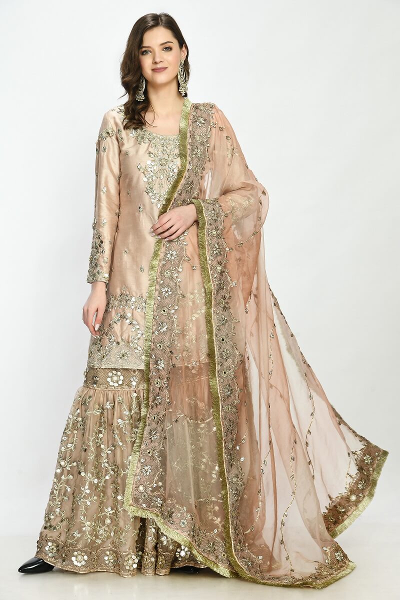 Peach Gotawork Gharara