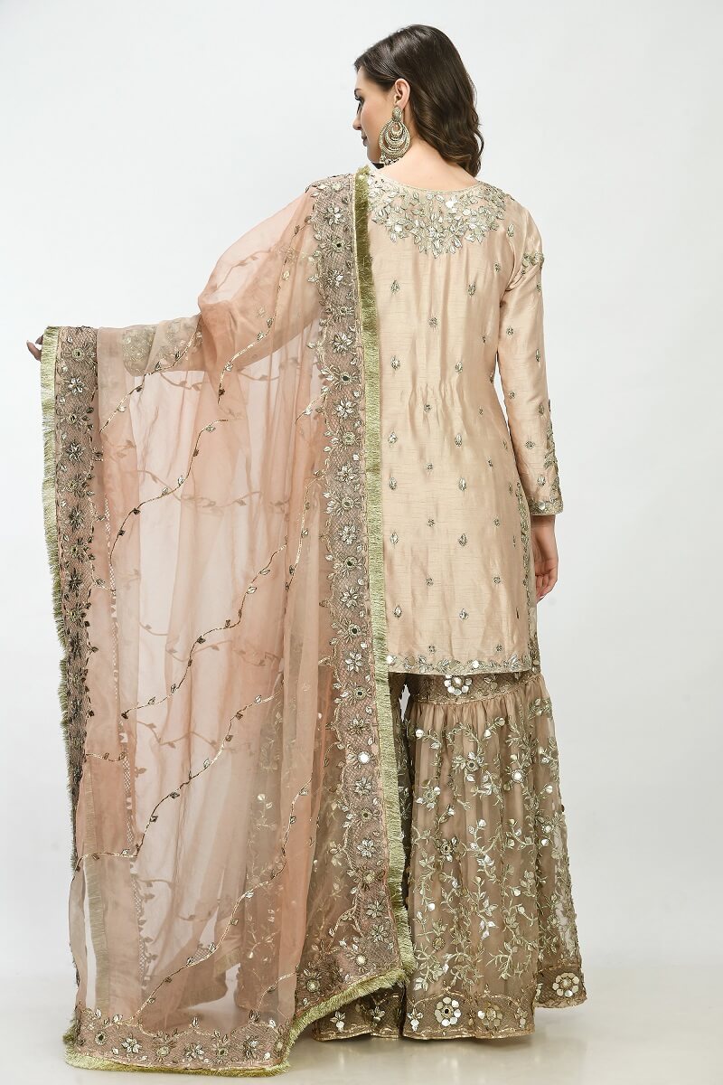Peach Gotawork Gharara