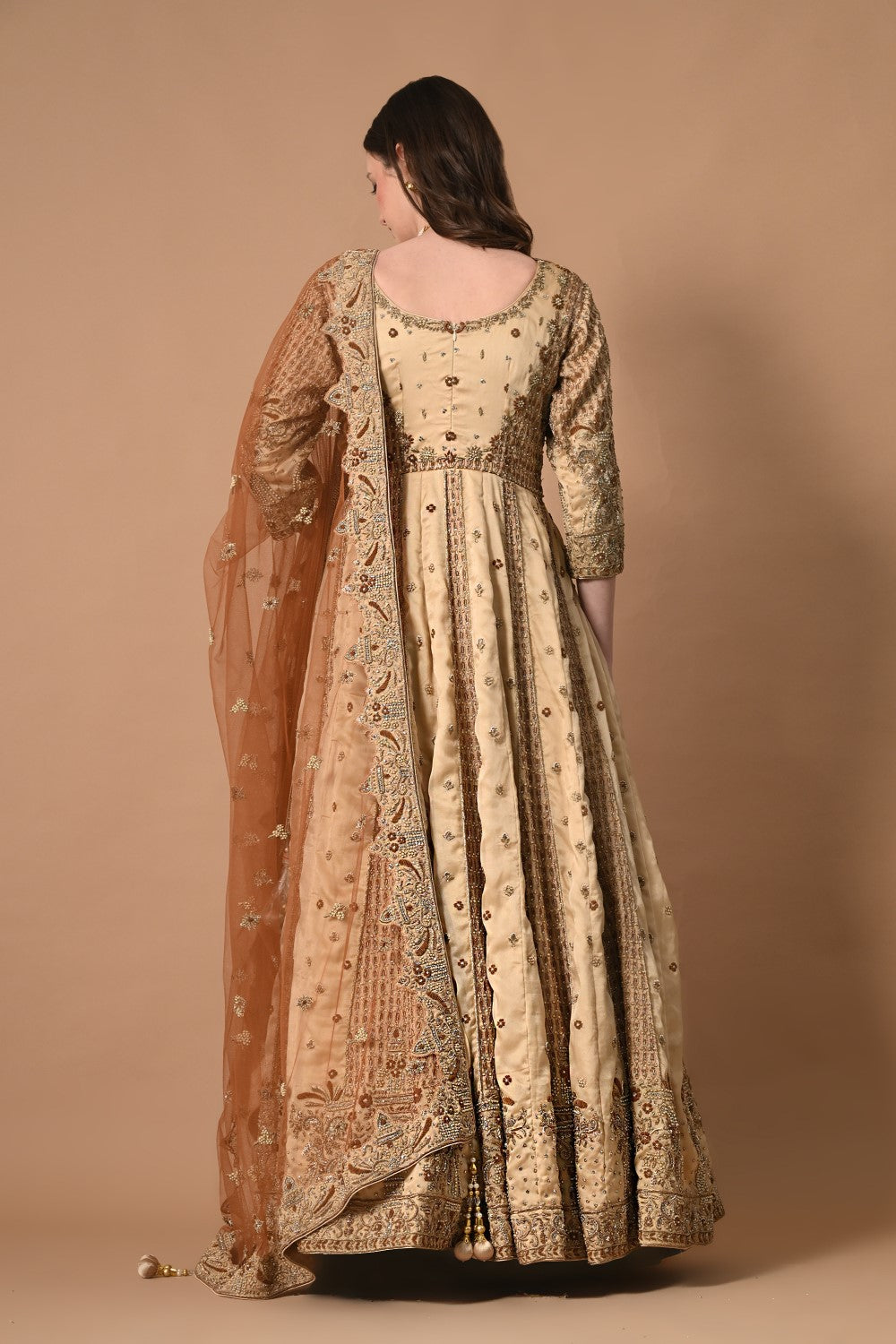 Golden Beige Gown Dupatta