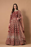 Cherry Red Lehenga Blouse with Dupatta