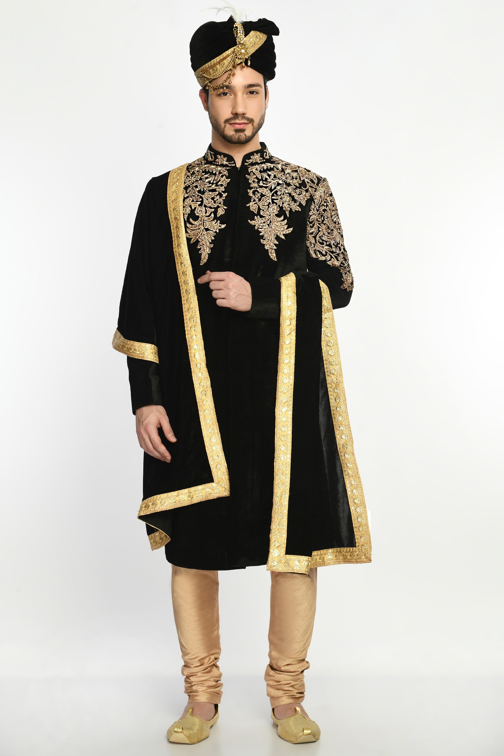 Black Velvet Sherwani