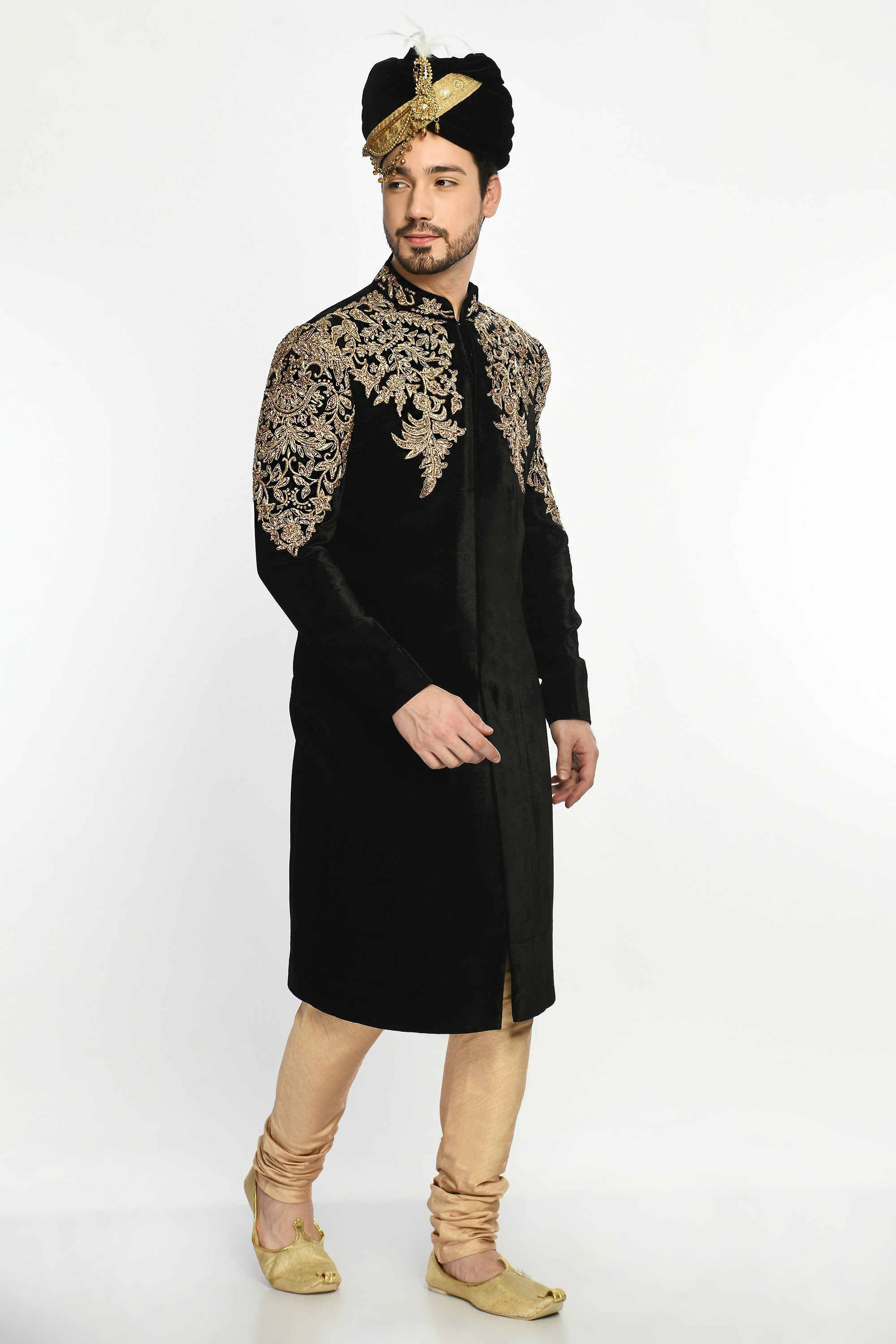 Black Velvet Sherwani