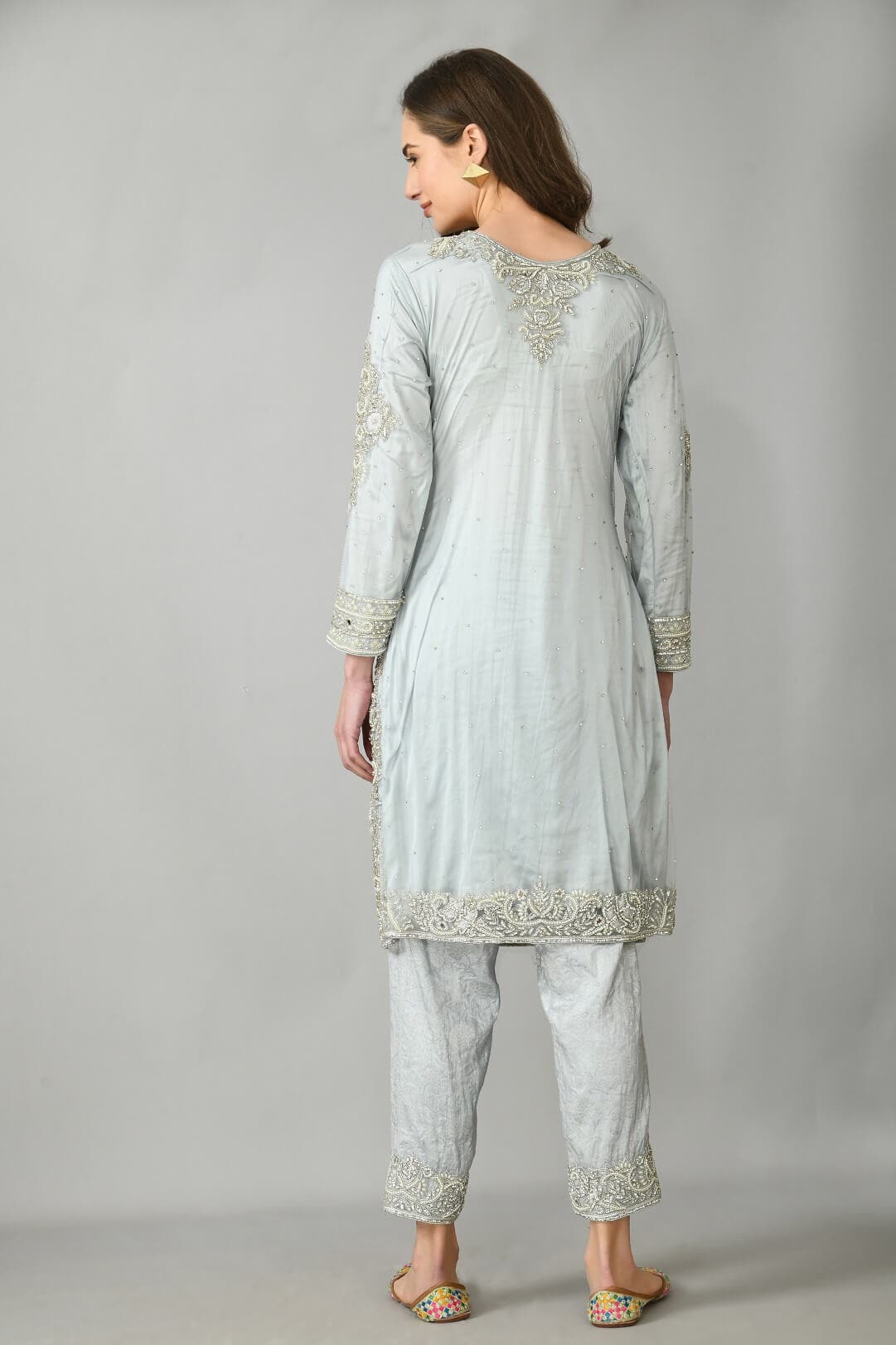 Grey Mirror Work Suit