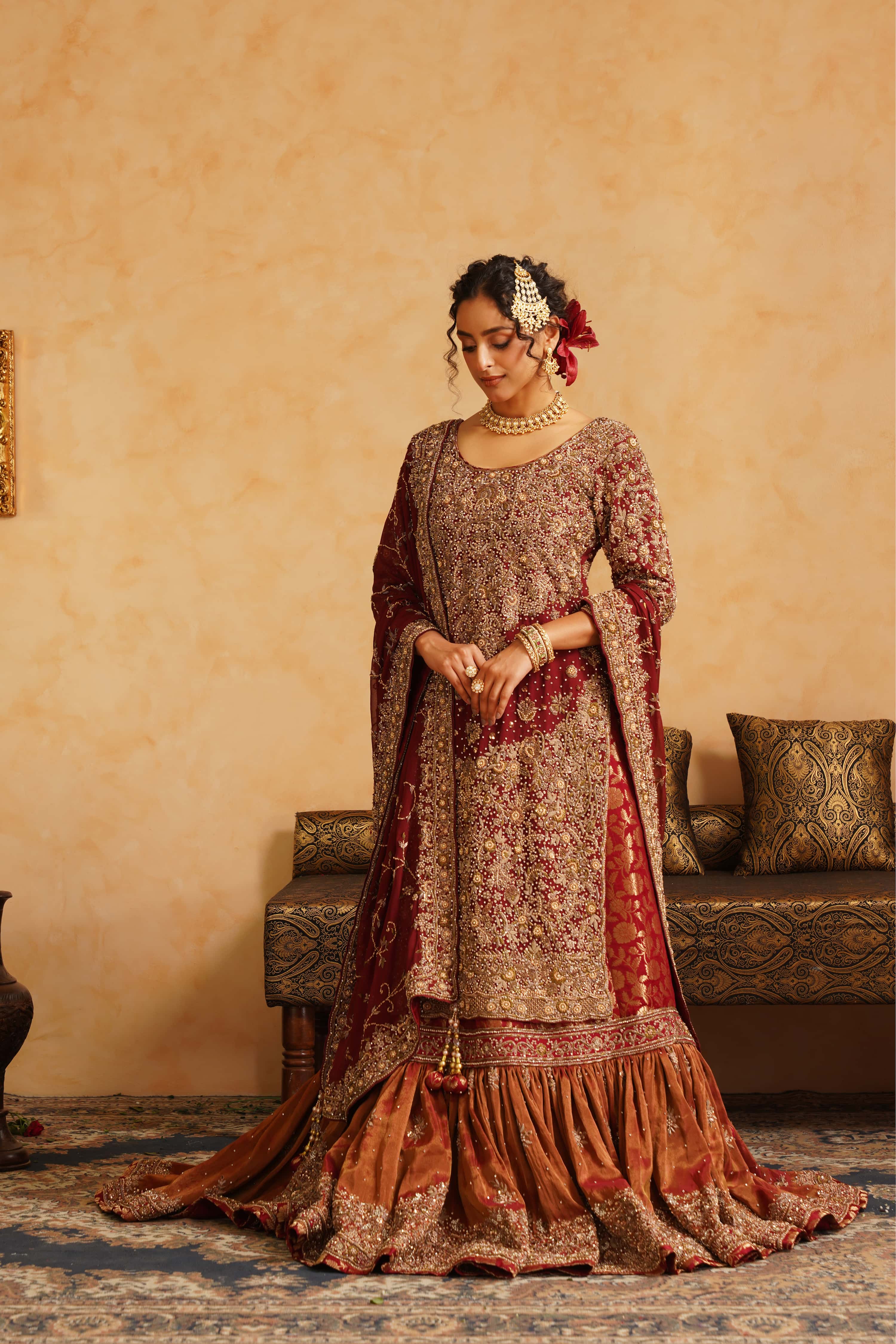 Maroon Farshi Gharara set