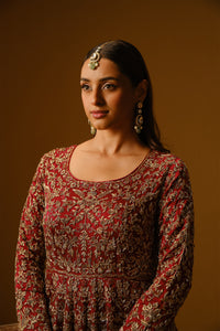 Maroon Anarkali lehanga
