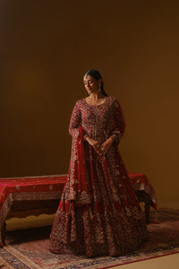 Maroon Anarkali lehanga