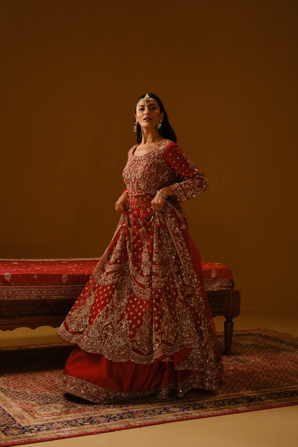 Red Anarkali lehanga