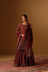 Dark Maroon Kameez gharara