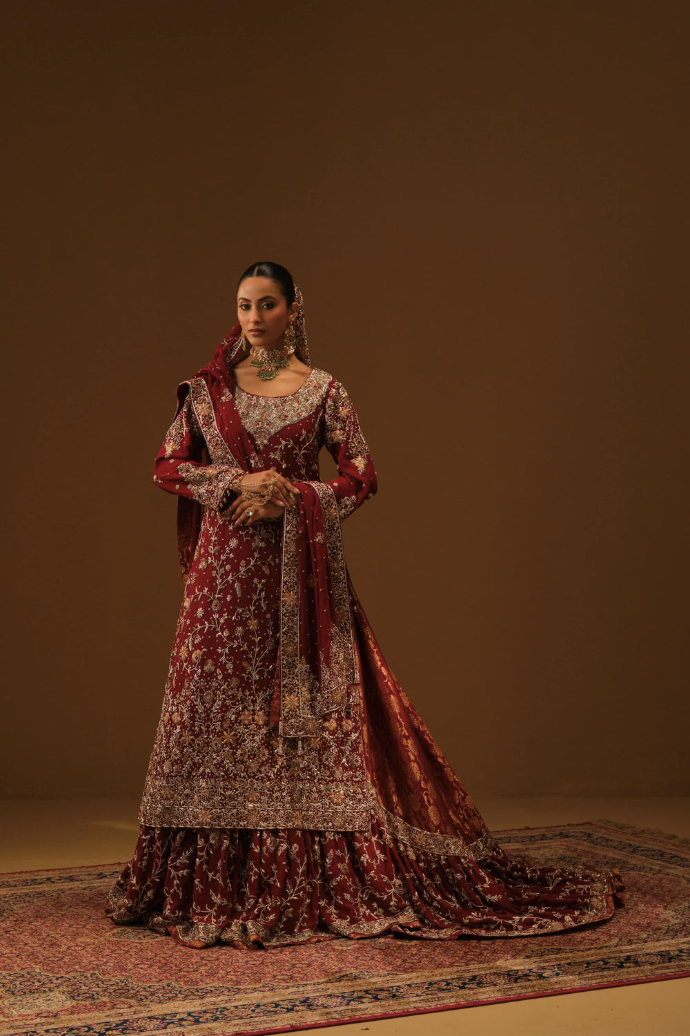 Maroon Kameez and Farshi lehanga