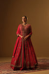 Red Front slit jacket with lehanga
