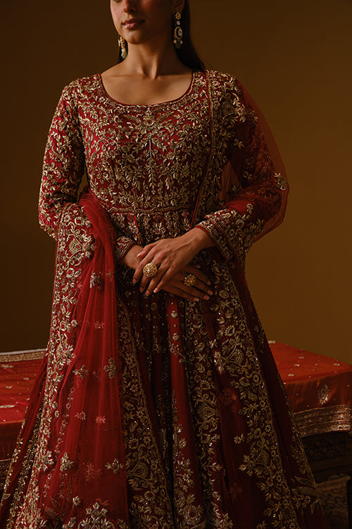 Maroon Anarkali lehanga