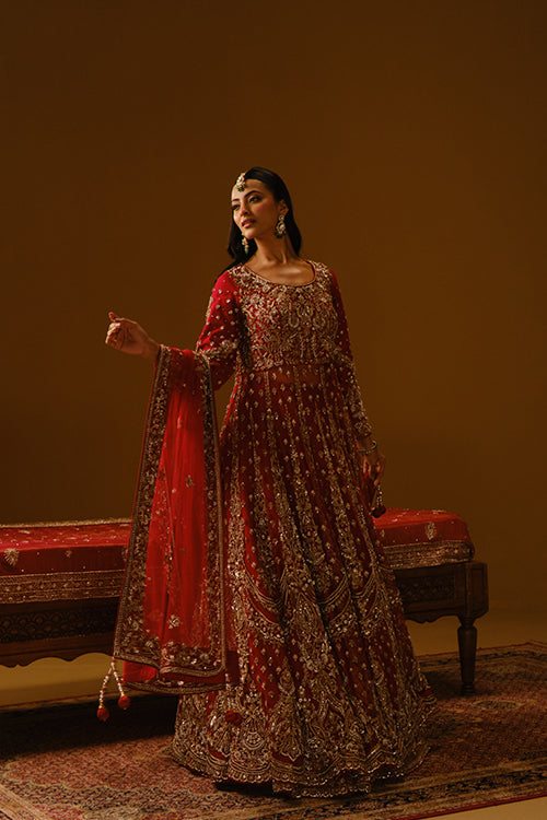 Red Anarkali lehanga