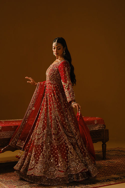 Red Anarkali lehanga
