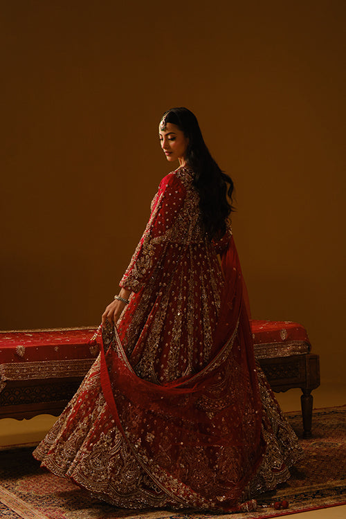 Red Anarkali lehanga