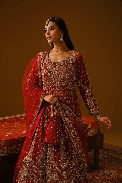 Red Anarkali lehanga