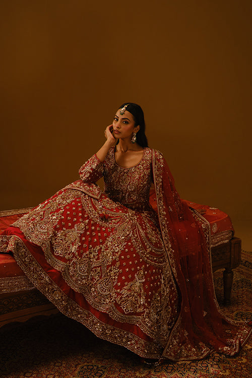 Red Anarkali lehanga
