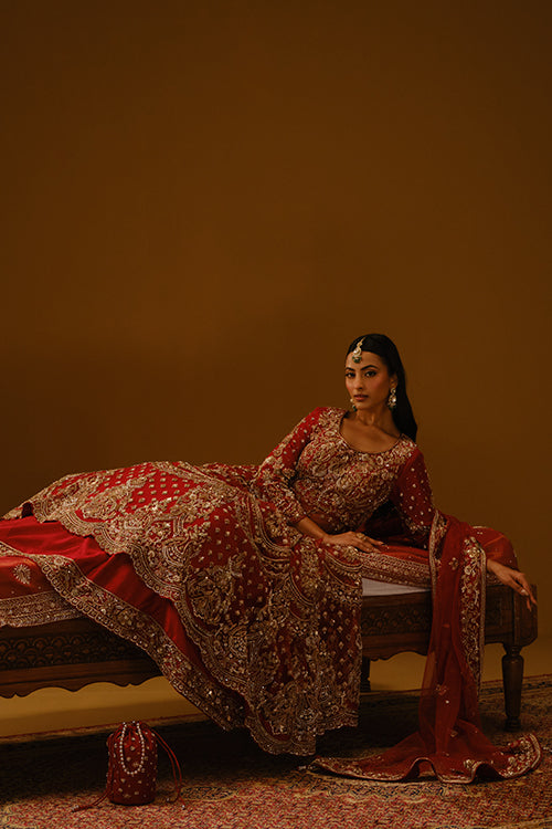 Red Anarkali lehanga