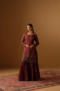 Dark Maroon Kameez gharara