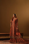 Rust Jacket with farshi lehanga