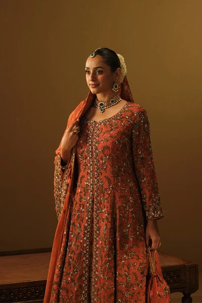 Rust Jacket with farshi lehanga