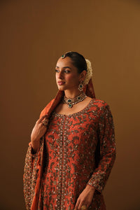Rust Jacket with farshi lehanga