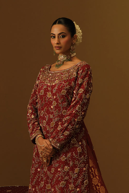 Maroon Kameez and Farshi lehanga