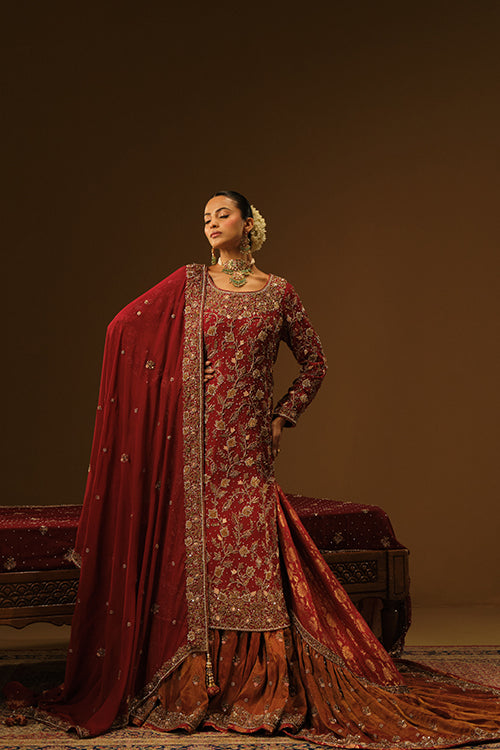 Maroon Kameez and Farshi lehanga