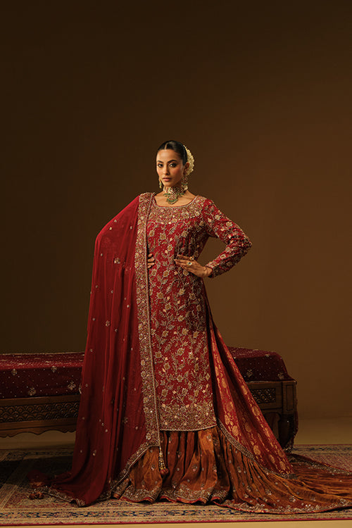 Maroon Kameez and Farshi lehanga
