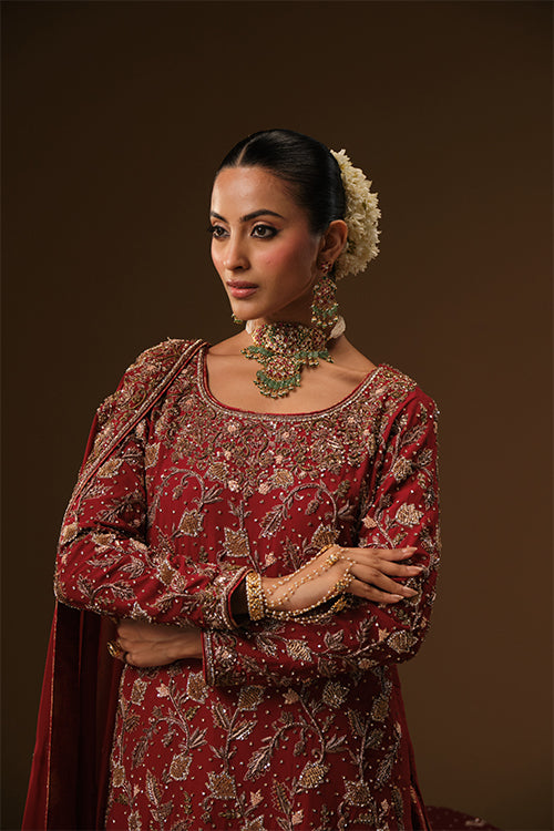 Maroon Kameez and Farshi lehanga