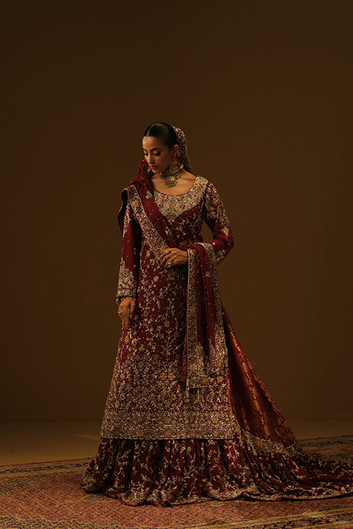 Maroon Kameez and Farshi lehanga